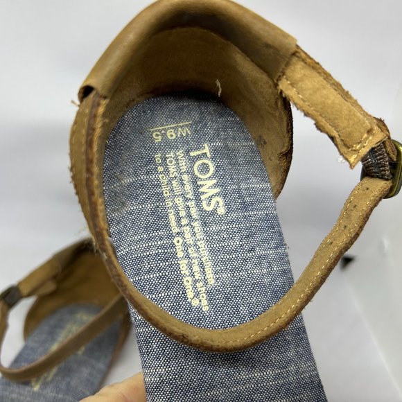 Toms Chambray Denim Sienna Open Toe Flat Sandal W9.5 - Picture 11 of 12